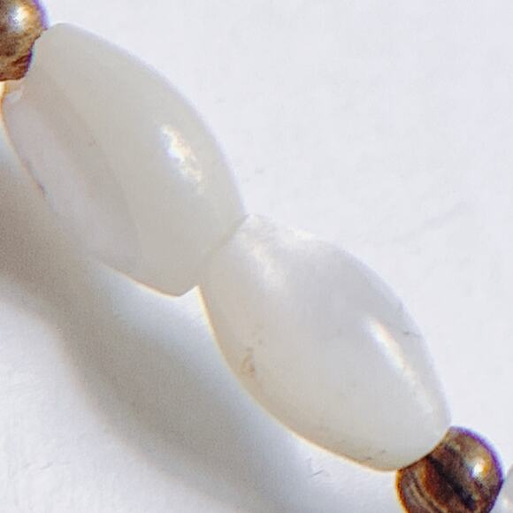 Vintage 90s Gemstone Necklace Carnelian Rose Quartz Shell Beaded Boho 24” - Picture 13 of 15